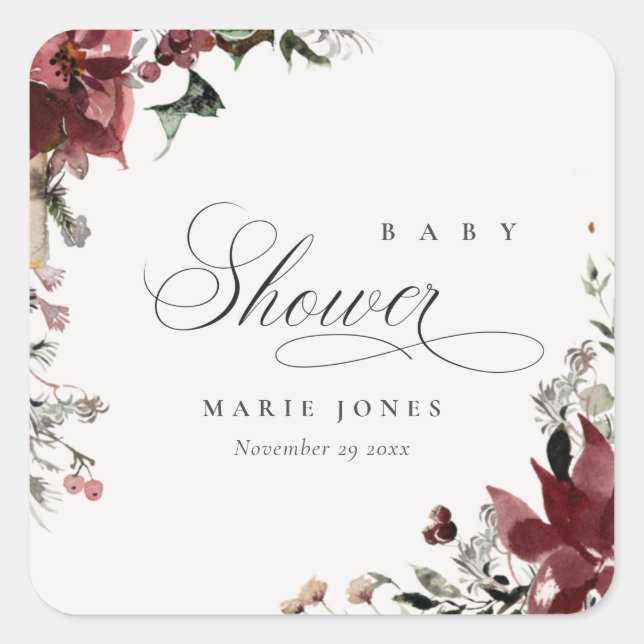 Sticker Carré Baby shower de Festivage Dusky Chaud Winter Festia (Devant)