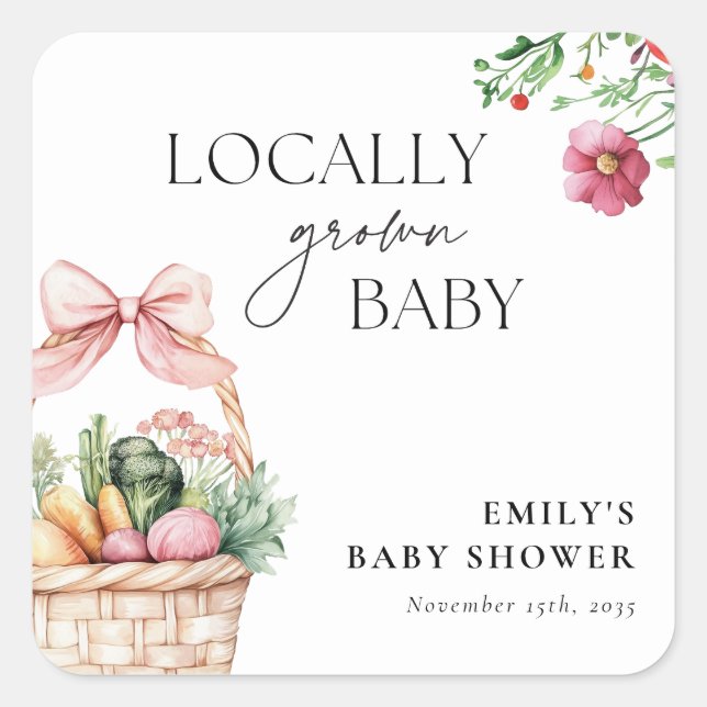 Sticker Carré Baby shower de filles du marché des fermiers culti (Devant)