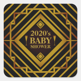 Sticker Carré Baby shower de Gatsby Gold 2020