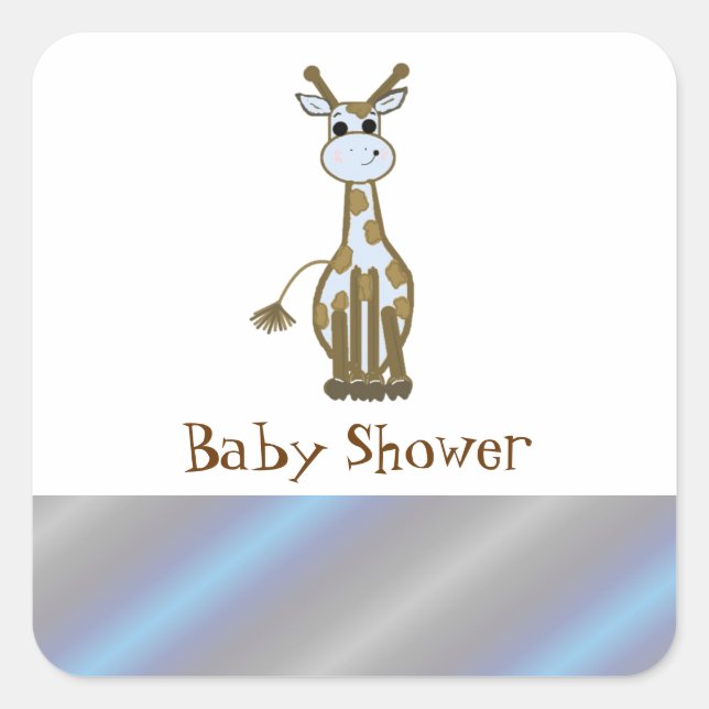 Sticker Carré Baby shower de Giraffe de Cartoon mignonne (Devant)