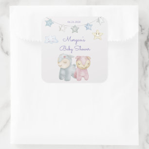 Sticker Carré Baby shower de jouets Pastel Plush Monogram