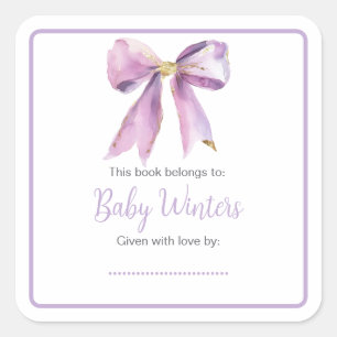 Sticker Carré Baby shower de la boîte de coquette violet