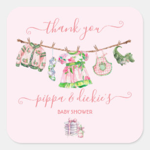 Sticker Carré Baby shower de la ligne de linge Preppy Girl