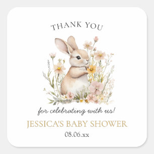 Sticker Carré Baby shower de printemps pour Fleurs sauvages spéc