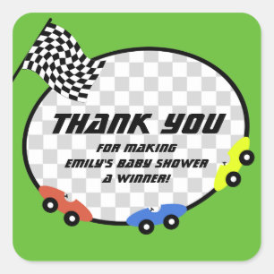 Sticker Carré Baby shower de temps de course