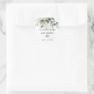 Sticker Carré Baby shower de verdure Eucalyptus Succulent