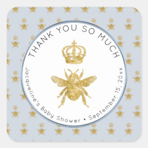 Sticker Carré Baby shower des Parties scintillant de la Couronne