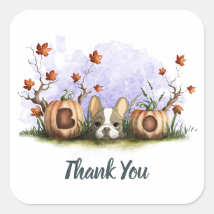 Sticker Carré Baby shower d'Halloween Chien-Chien-Chien Mignonne