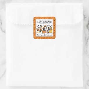 Sticker Carré Baby shower d'Halloween Mickey & Friends