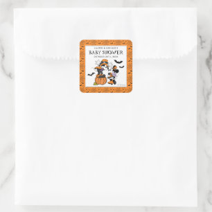 Sticker Carré Baby shower d'Halloween Mickey & Friends