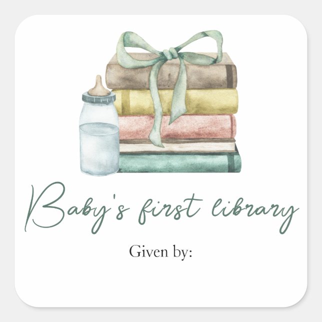 Sticker Carré baby shower du nouveau chapitre - première bibliot (Devant)