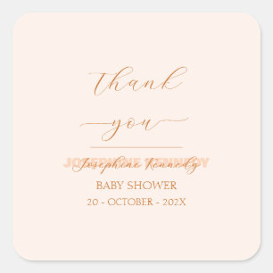 Sticker Carré Baby Shower Élégant Minimaliste Genre Neutre