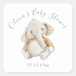 Sticker Carré Baby shower éléphant
