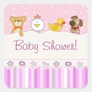 Sticker Carré Baby shower fille