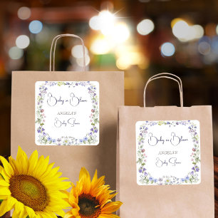 Sticker Carré baby shower fleur sauvage fleurs boho préférées