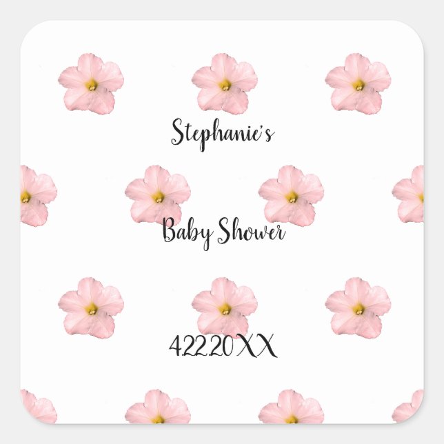 Sticker Carré Baby shower Floral rose Petunia Motif Artsy Cute (Devant)