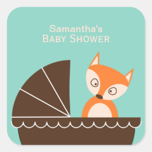 Sticker Carré Baby shower Fox