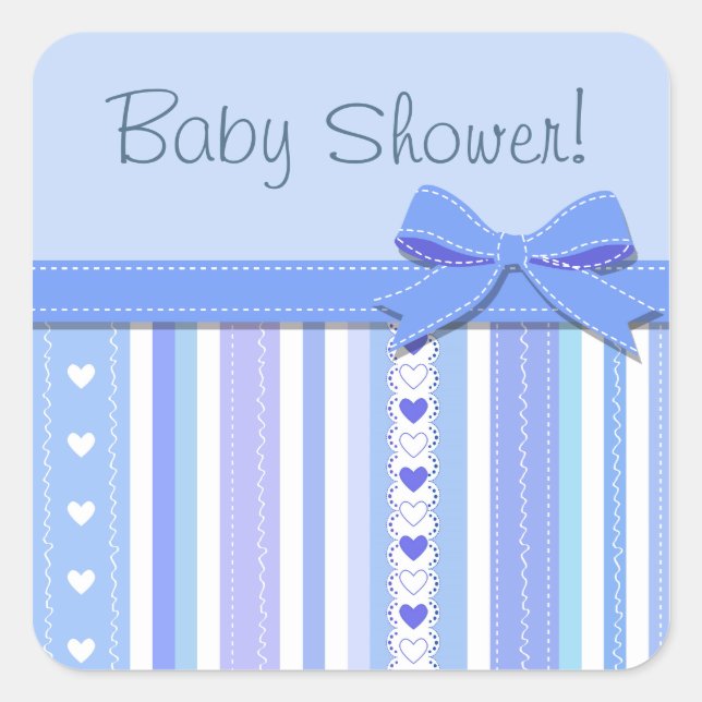Sticker Carré Baby shower garçon (Devant)