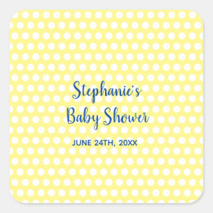 Sticker Carré Baby shower garçon Pois jaune bleu  garçon