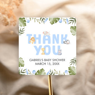 Sticker Carré Baby Shower Garçon Safari 
