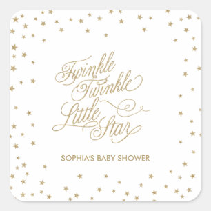Sticker Carré Baby shower Gold Twinkle Little Star