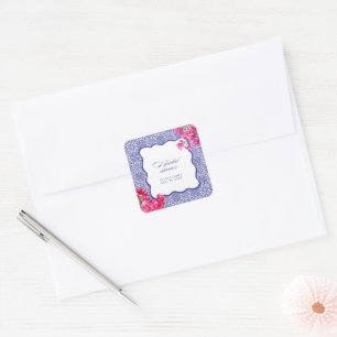 Sticker Carré Baby shower italien sous les bougainvillées