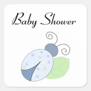 Sticker Carré Baby shower Ladybug bleu