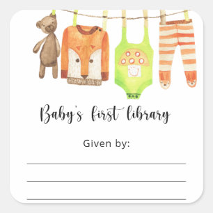 Sticker Carré Baby shower, livres pour bébé
