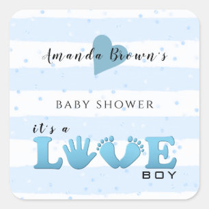 Sticker Carré Baby shower Love Baby Boy