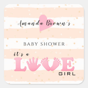 Sticker Carré Baby shower Love Baby Girl