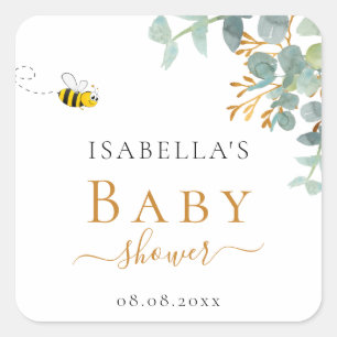 Sticker Carré Baby shower maman à être eucaluptus script script