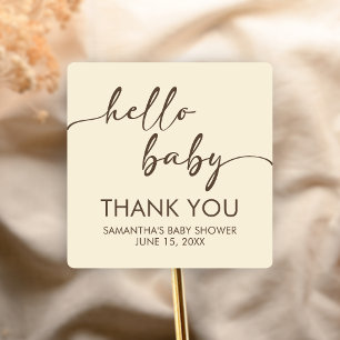 Sticker Carré Baby Shower Minimaliste Bonjour Bébé
