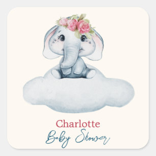 Sticker Carré Baby shower moderne rose et bleu