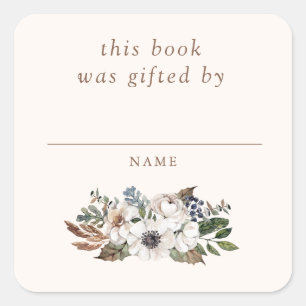 Sticker Carré Baby shower Neutral Boho Nursery Livre Cadeau Par