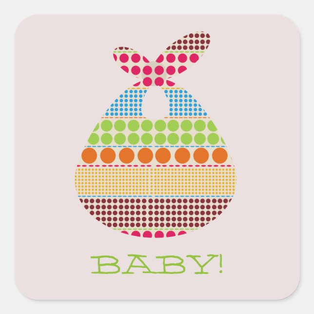 Sticker Carré Baby shower Neutre Boho Dots (Devant)