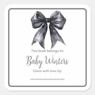 Sticker Carré Baby shower noir Coquette Bow