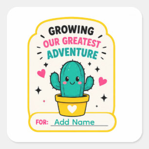 Sticker Carré 🌵 Baby Shower : Notre Plus Grande Aventure 🌵