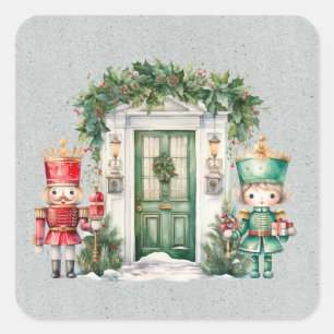 Sticker Carré Baby shower Nutcracker rouge et vert