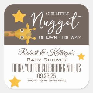Sticker Carré baby shower "Our Little Nugget" Favoriser Étiquett