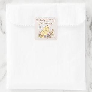 Sticker Carré Baby shower Pooh & Piglet classique