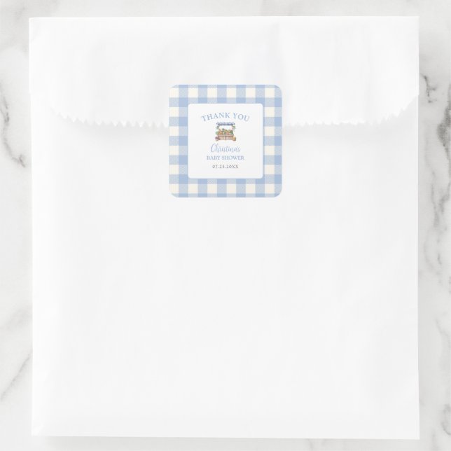 Sticker Carré Baby shower pour garçons cultivé localement (Sac)