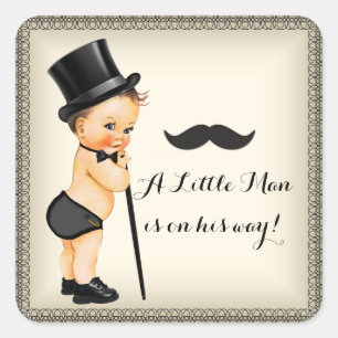 Sticker Carré Baby-Shower pour Petit Garçon