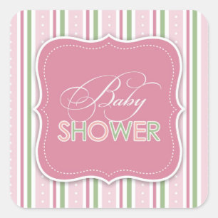 Sticker Carré Baby shower pour une Autocollante fille