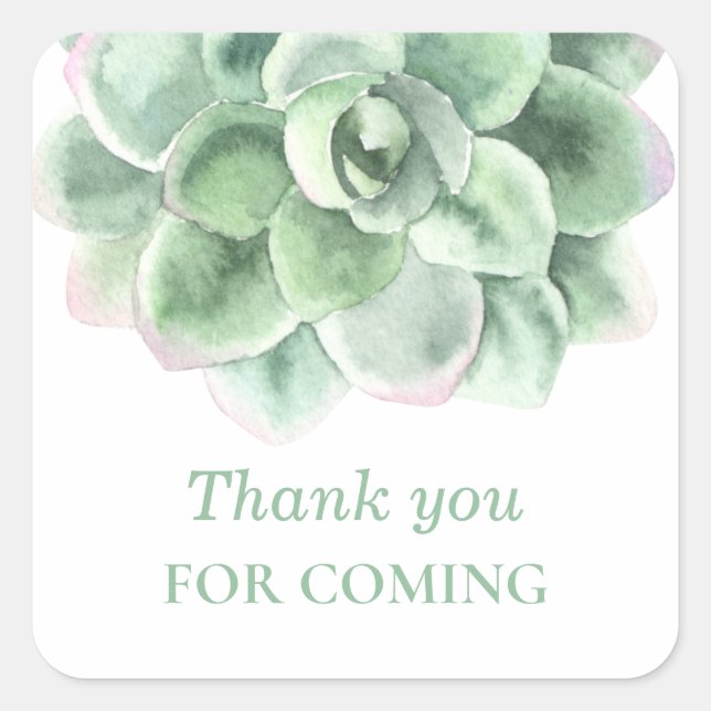 Sticker Carré Baby shower réussi. Cactus merci d'être venu (Devant)