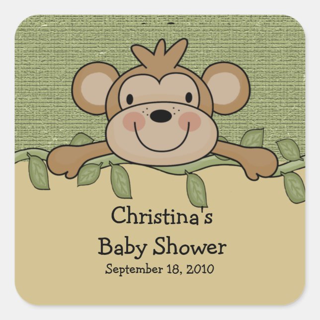 Sticker Carré Baby shower singe (Devant)