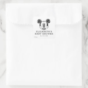 Sticker Carré Baby shower vintage Disney Mickey