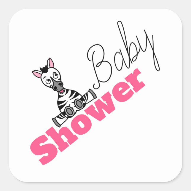 Sticker Carré Baby Zebra, Baby shower (Devant)