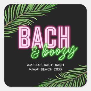 Sticker Carré Bach & Boozy Néon Vert & Rose Weekend Tropical