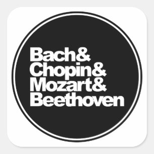 Sticker Carré Bach et Chopin et Mozart et Beethoven
