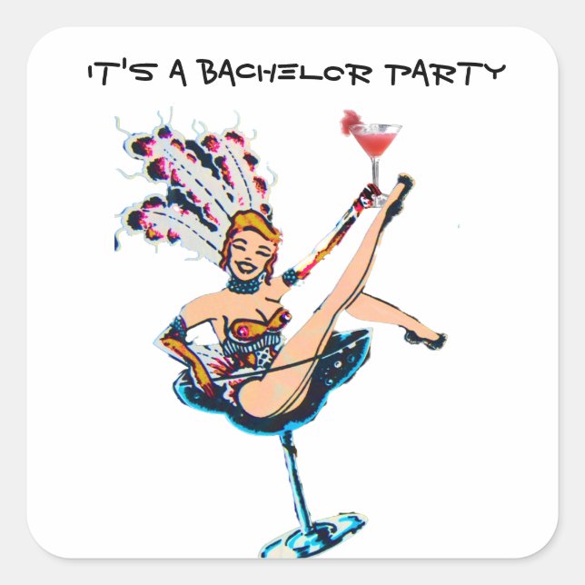 Sticker Carré Bachelor Party Vegas Casino Showgirl (Devant)
